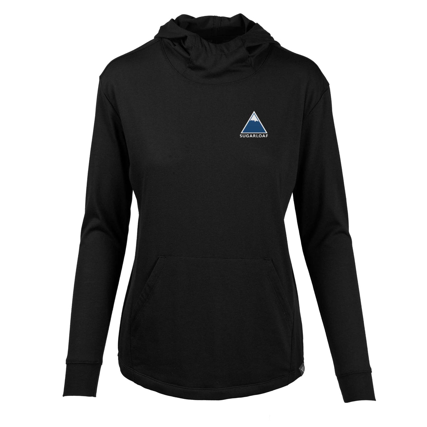 Sugarloaf Women's Lightweight Tech Hoody Full Color Small Chest Logo BLACK