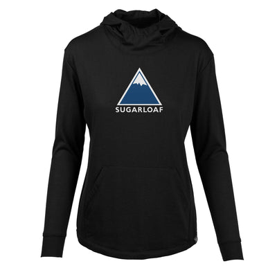 Sugarloaf Women's Lightweight Tech Hoody Full Color Chest Logo BLACK