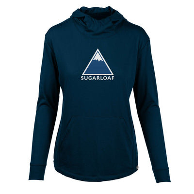 Sugarloaf Women's Lightweight Tech Hoody Full Color Chest Logo SOLID NAVY