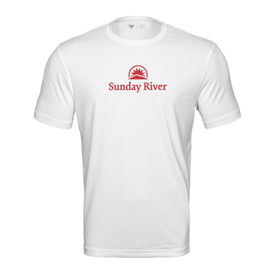 Sunday River Tech T-Shirt Red Chest Logo WHITE