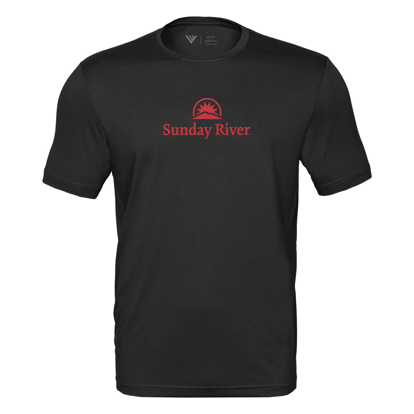 Sunday River Tech T-Shirt Red Chest Logo BLACK