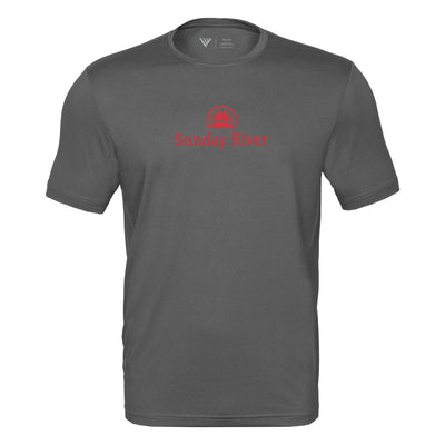 Sunday River Tech T-Shirt Red Chest Logo CHARCOAL