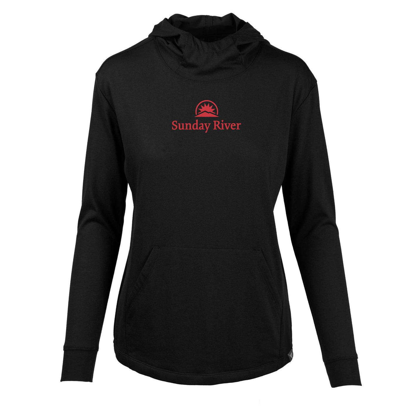 Sunday River Women's Lightweight Tech Hoody Red Chest Logo BLACK