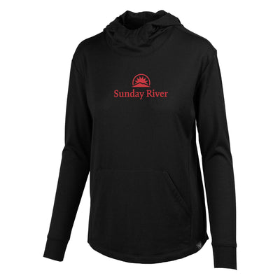 Sunday River Women's Lightweight Tech Hoody Red Chest Logo 