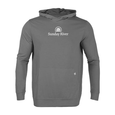 Sunday River Men's Lightweight Tech Hoody White Chest Logo PEBBLE