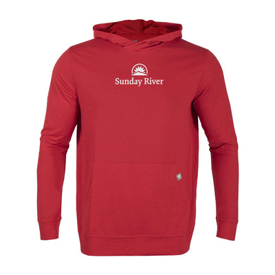 Sunday River Men's Lightweight Tech Hoody White Chest Logo FLAME RED