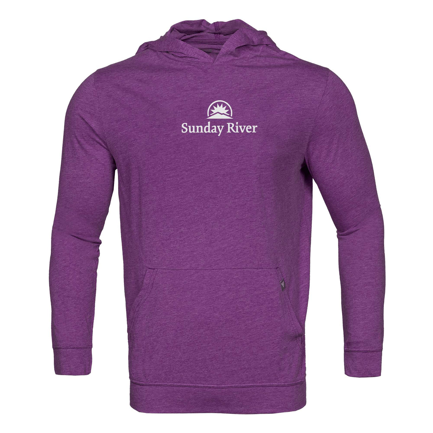 Sunday River Men's Lightweight Tech Hoody White Chest Logo HEATHER BORDEAUX