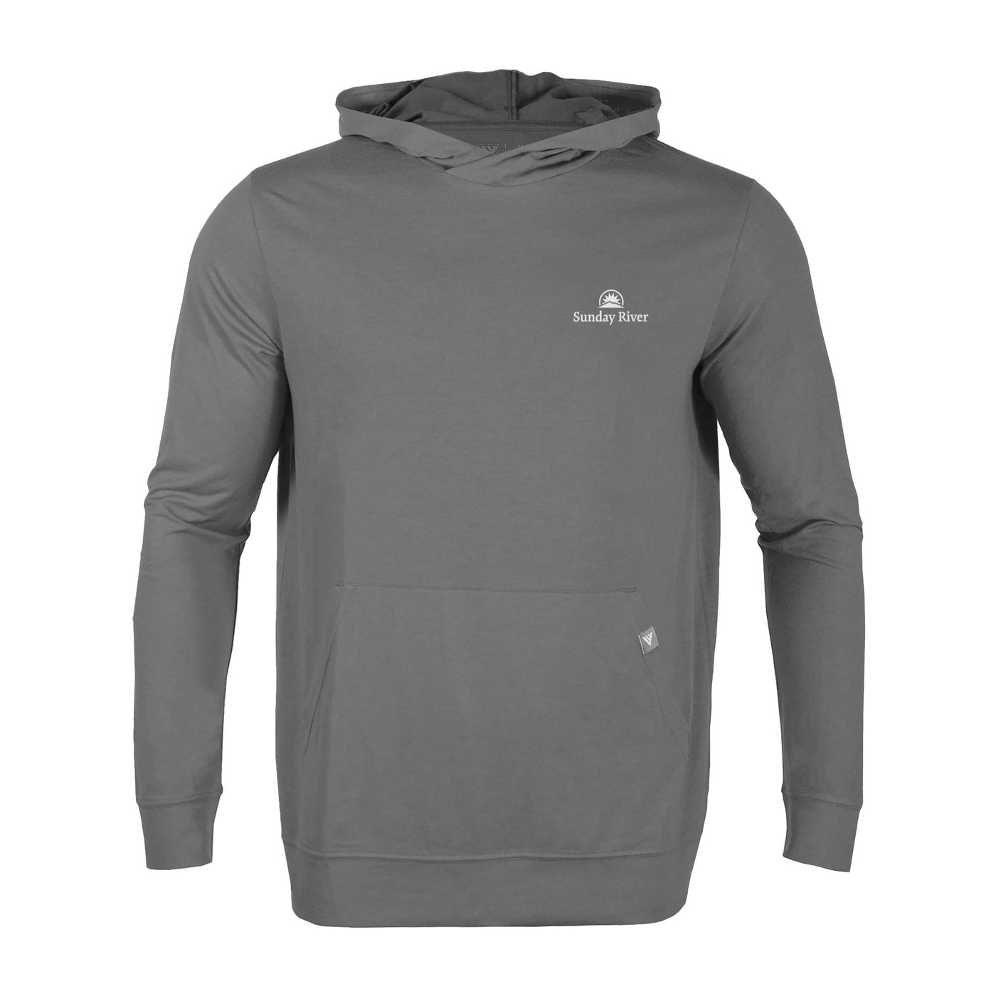 Sunday River Men's Lightweight Tech Hoody White Small Chest Logo PEBBLE