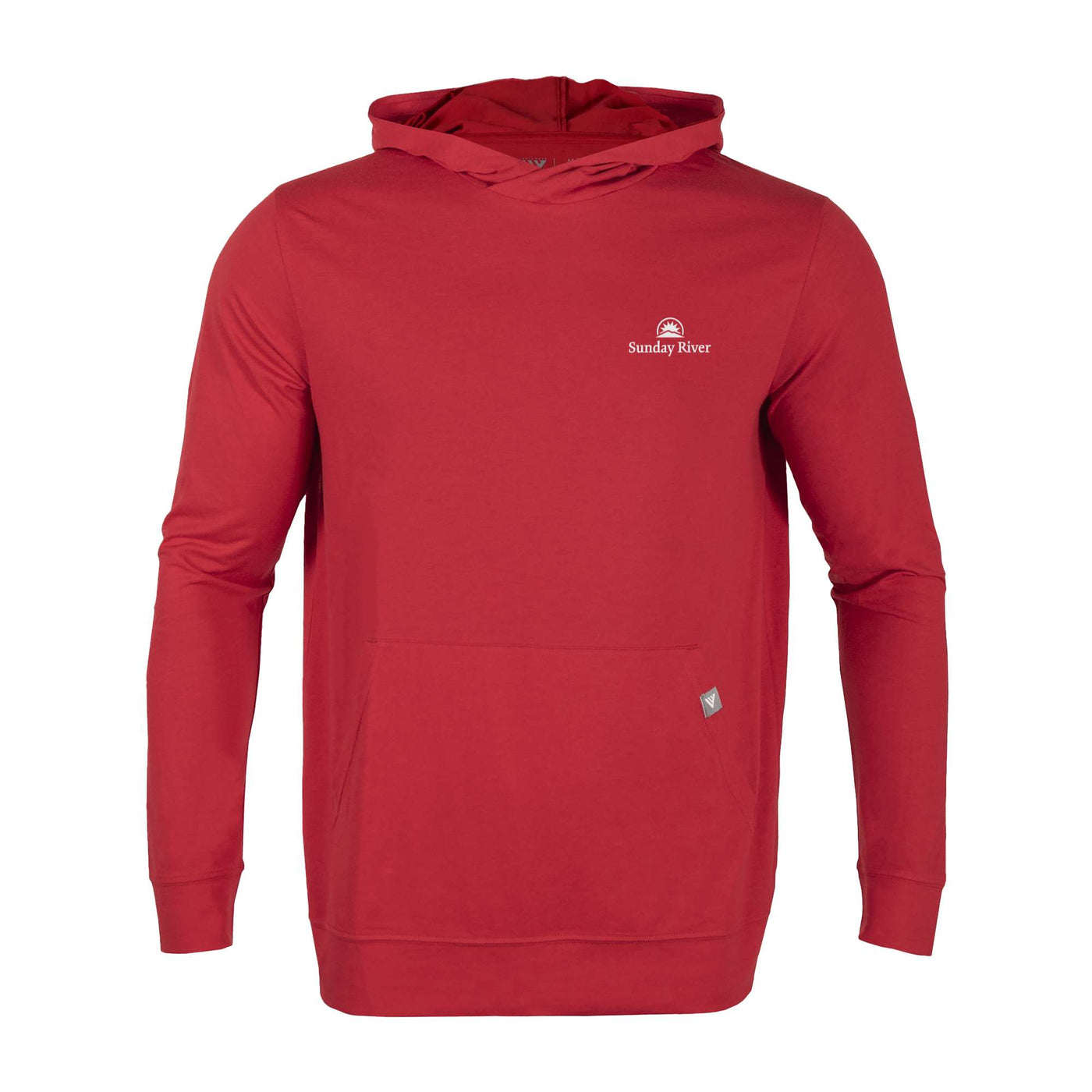 Sunday River Men's Lightweight Tech Hoody White Small Chest Logo FLAME RED