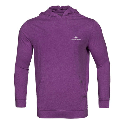 Sunday River Men's Lightweight Tech Hoody White Small Chest Logo HEATHER BORDEAUX