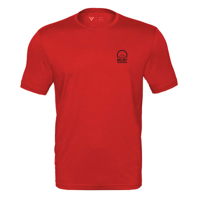 Big Sky Tech T-Shirt Black Small Chest Logo FLAME RED