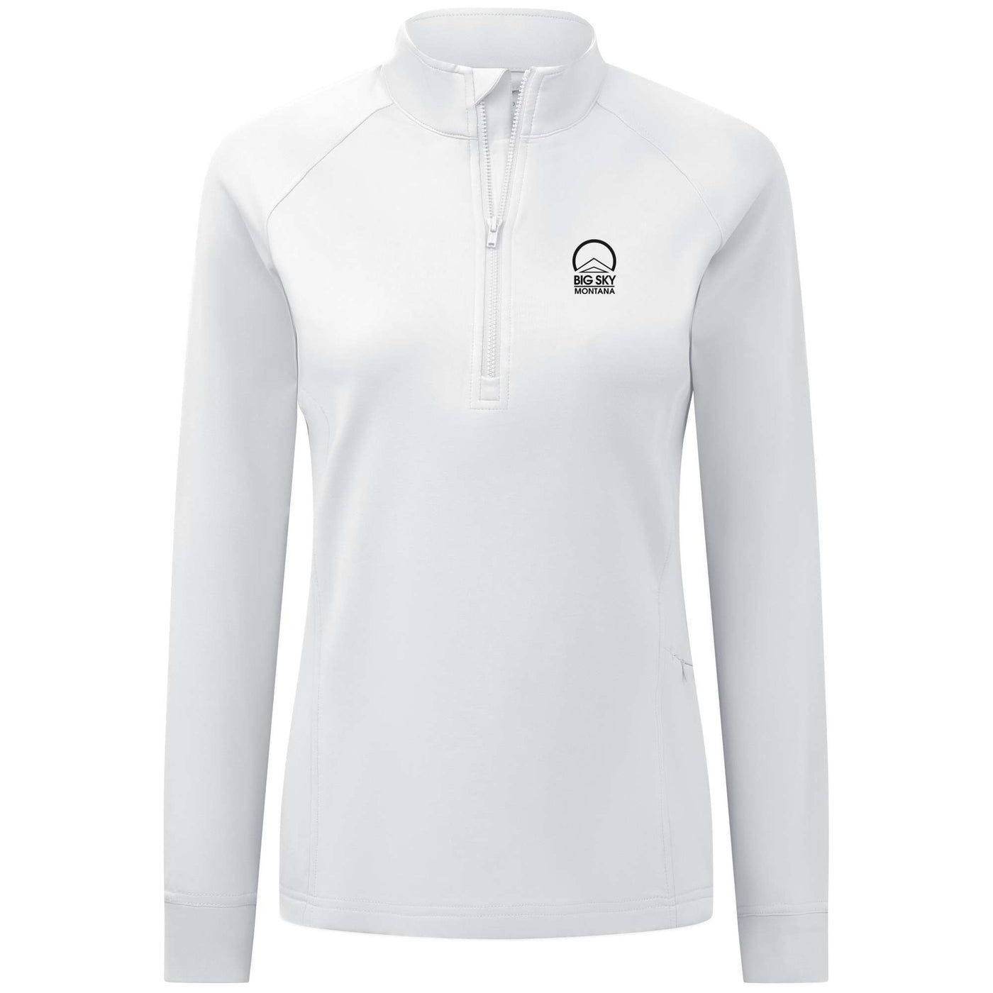 Big Sky Women's Midweight 1/4 Zip Small Chest Logo WHITE