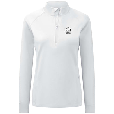 Big Sky Women's Midweight 1/4 Zip Small Chest Logo WHITE