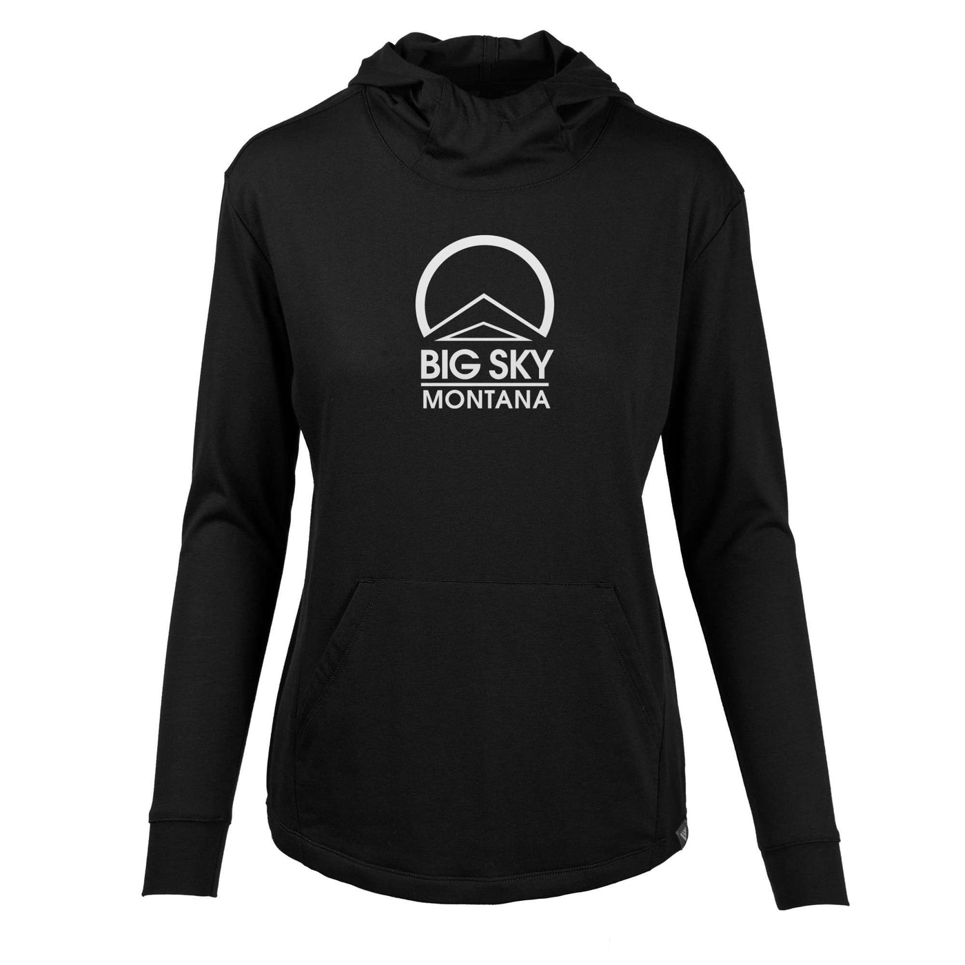 Big Sky Women's Lightweight Tech Hoody White Chest Logo BLACK