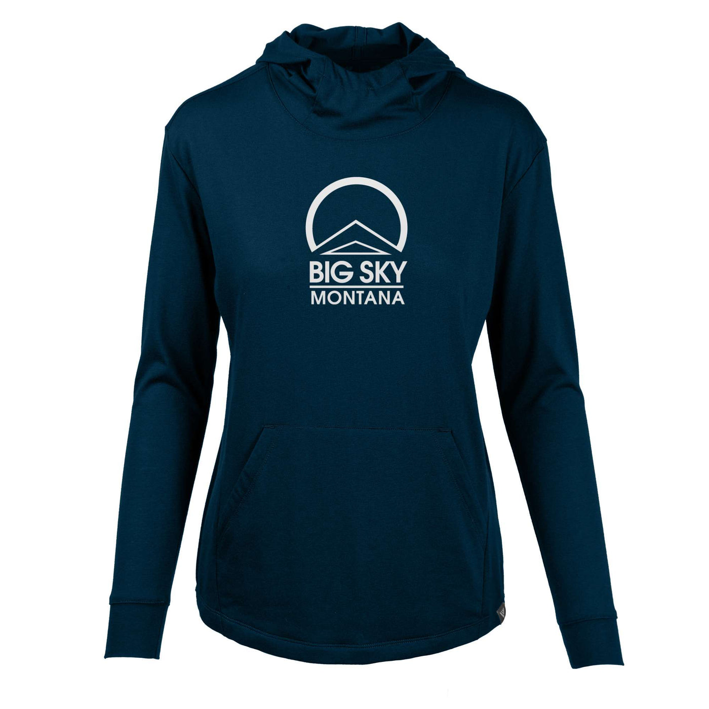 Big Sky Women's Lightweight Tech Hoody White Chest Logo SOLID NAVY