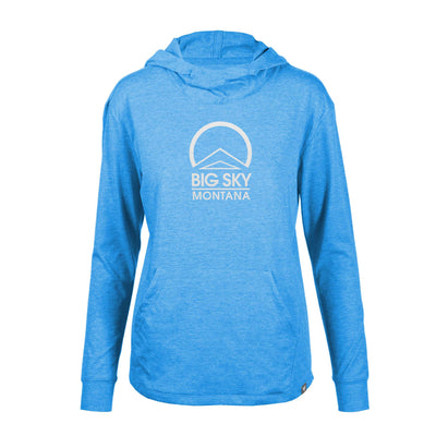 Big Sky Women's Lightweight Tech Hoody White Chest Logo HEATHER BLUE ORCHID