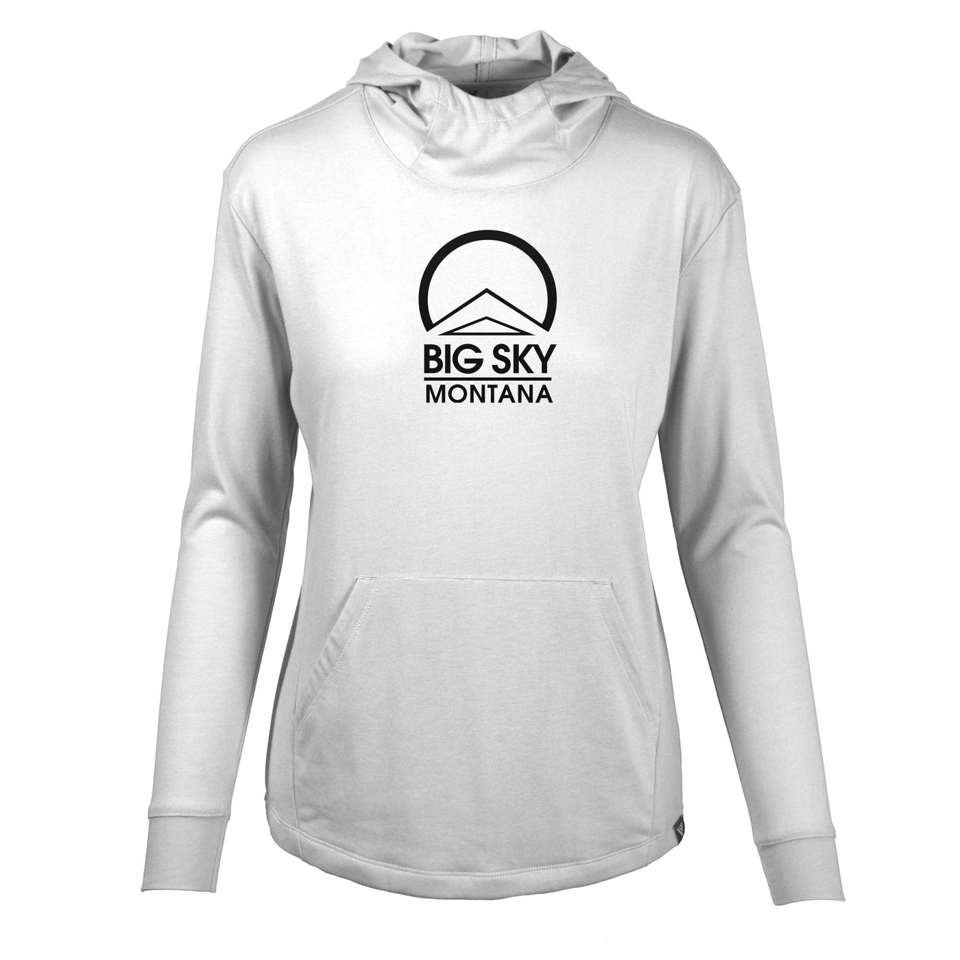 Big Sky Women's Lightweight Tech Hoody Black Chest Logo WHITE