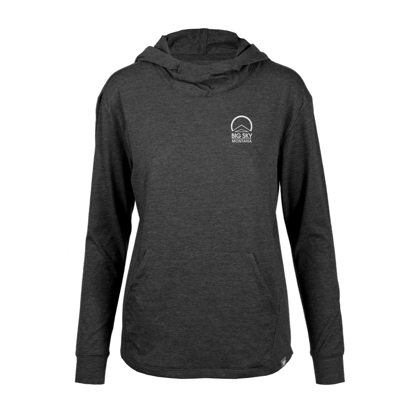 Big Sky Women's Lightweight Tech Hoody White Small Chest Logo HEATHER CHARCOAL