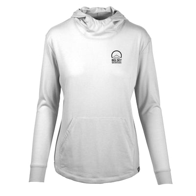 Big Sky Women's Lightweight Tech Hoody Black Small Chest Logo WHITE