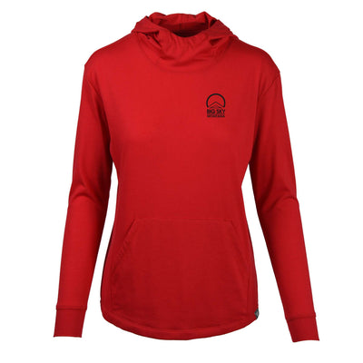 Big Sky Women's Lightweight Tech Hoody Black Small Chest Logo SOLID FLAME RED