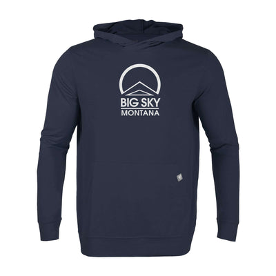 Big Sky Men's Lightweight Tech Hoody White Chest Logo NAVY