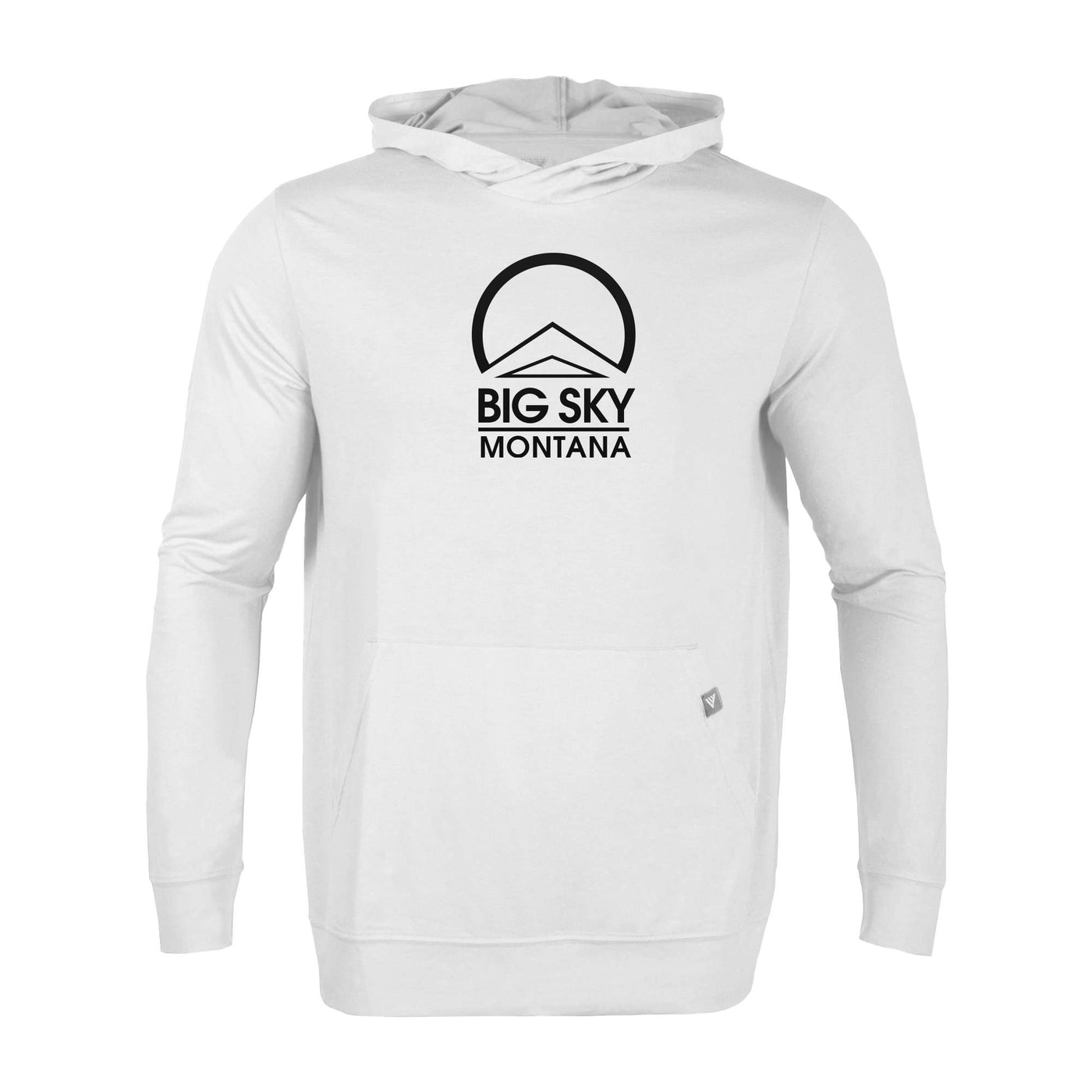 Big Sky Men's Lightweight Tech Hoody Black Chest Logo WHITE