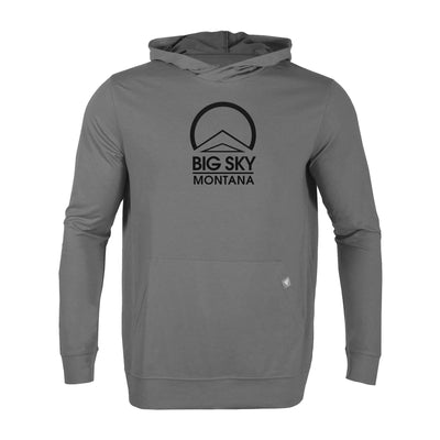 Big Sky Men's Lightweight Tech Hoody Black Chest Logo PEBBLE