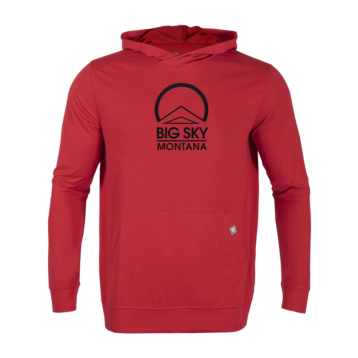 Big Sky Men's Lightweight Tech Hoody Black Chest Logo FLAME RED