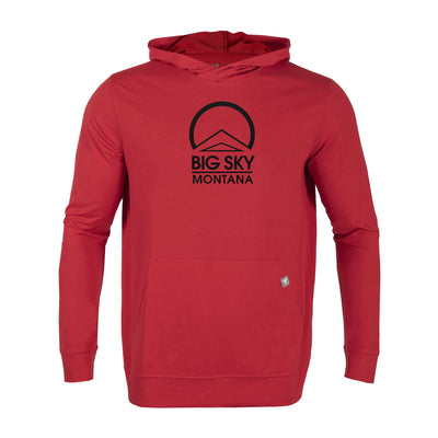 Big Sky Men's Lightweight Tech Hoody Black Chest Logo FLAME RED