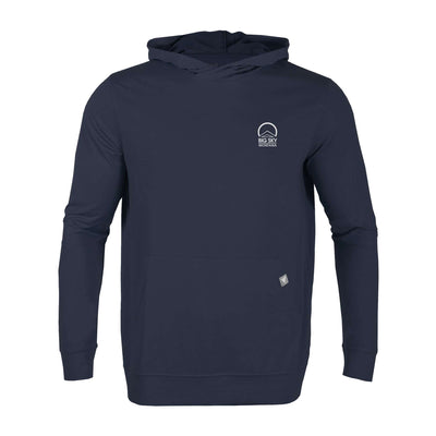 Big Sky Men's Lightweight Tech Hoody White Small Chest Logo NAVY