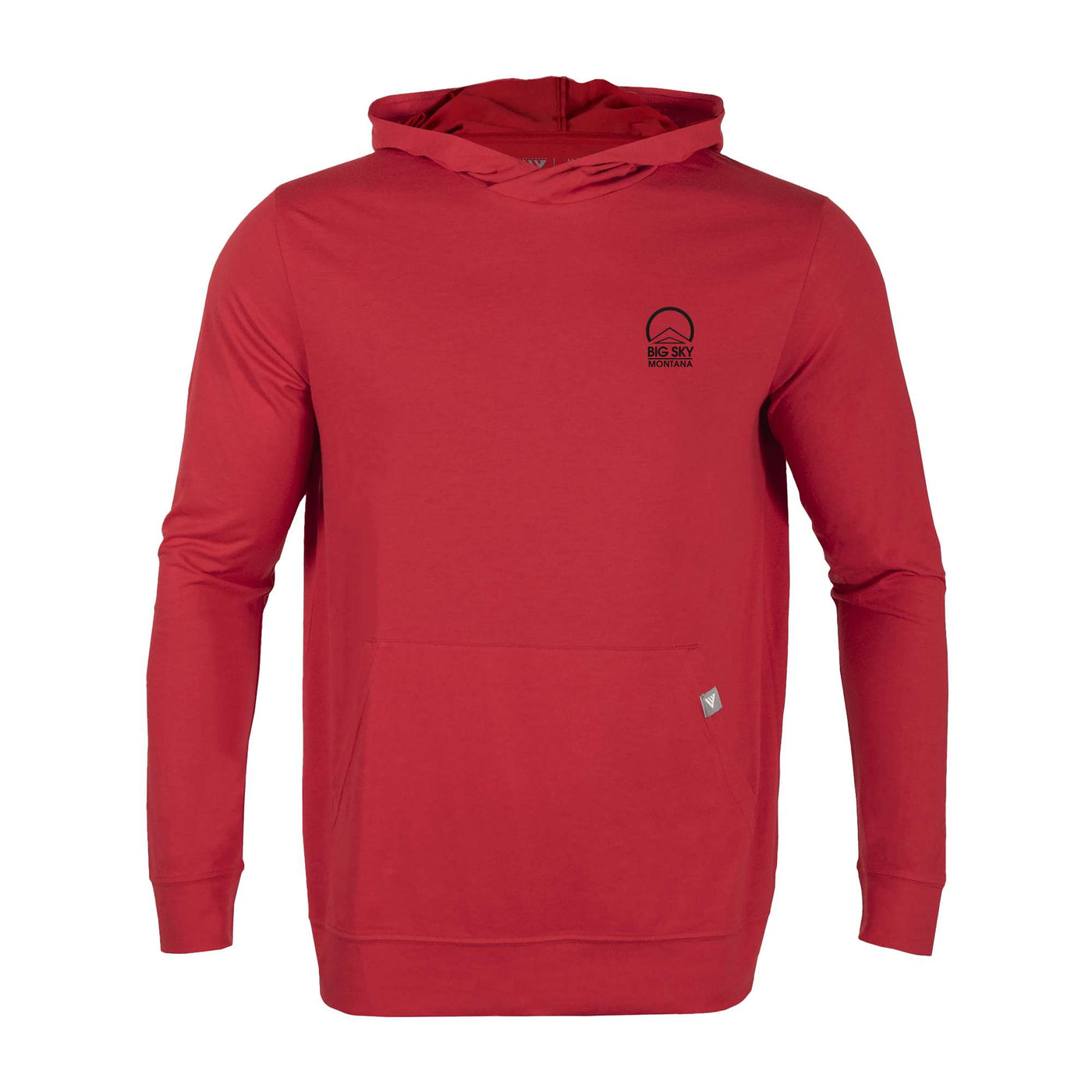 Big Sky Men's Lightweight Tech Hoody Black Small Chest Logo FLAME RED