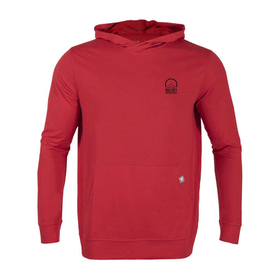 Big Sky Men's Lightweight Tech Hoody Black Small Chest Logo FLAME RED