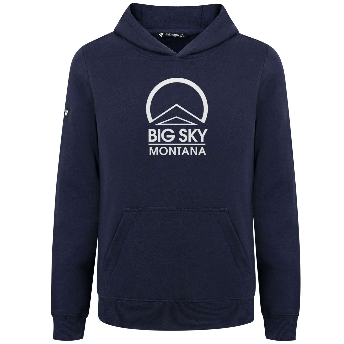 Big Sky Kid's Hoody White Chest Logo NAVY