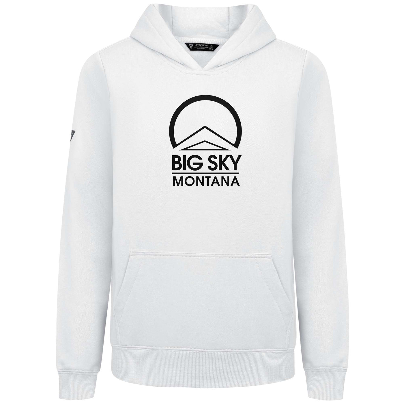 Big Sky Kid's Hoody Black Chest Logo WHITE