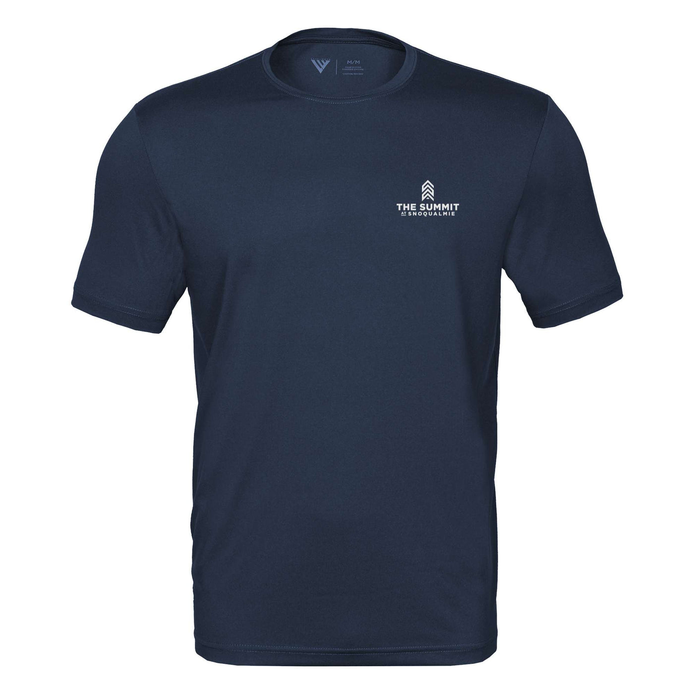 The Summit at Snoqualmie Tech T-Shirt White Small Chest Logo NAVY