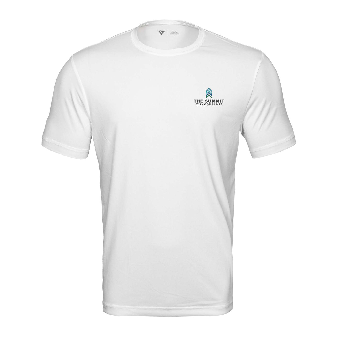 The Summit at Snoqualmie Tech T-Shirt Full Color Small Chest Logo WHITE