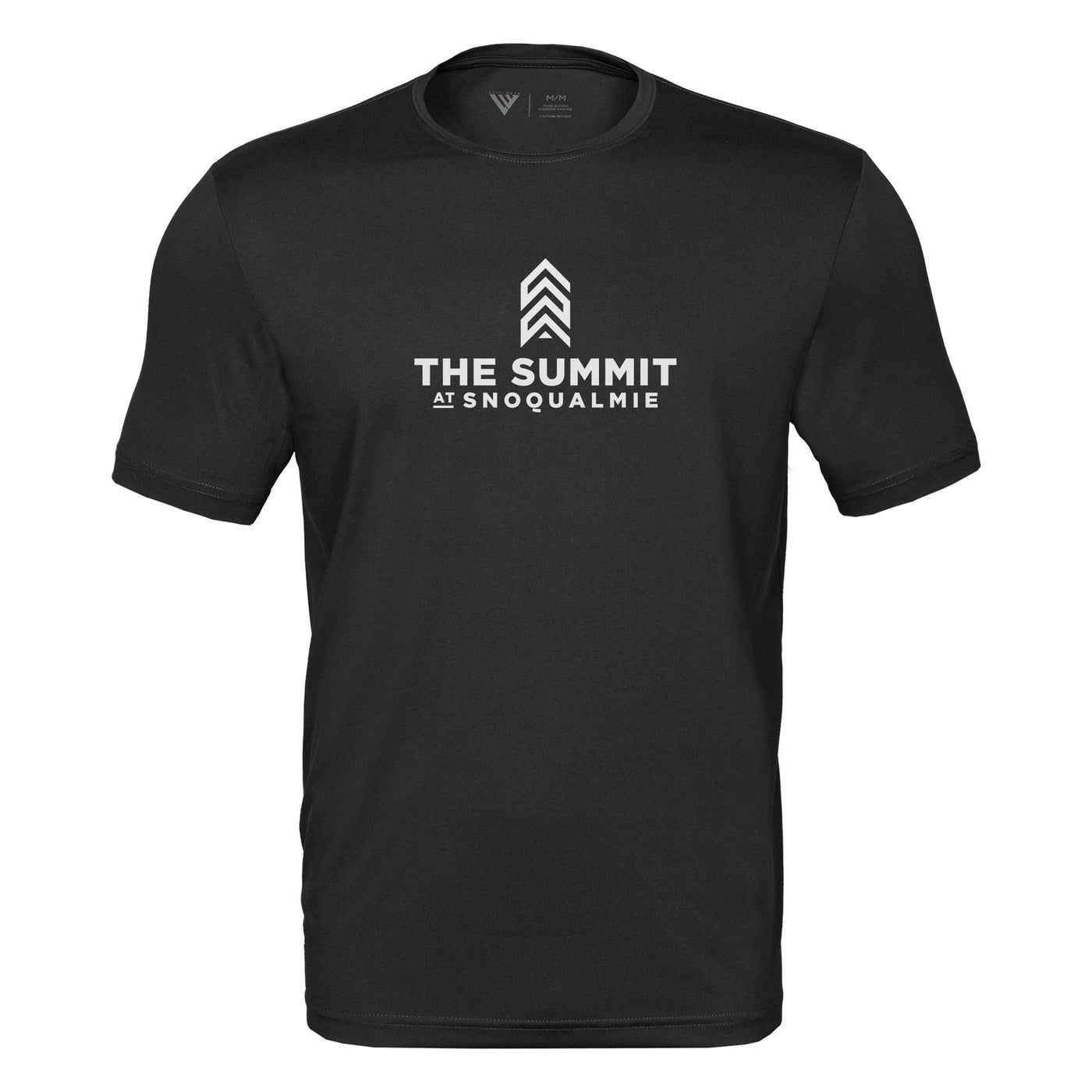 The Summit at Snoqualmie Tech T-Shirt White Chest Logo BLACK