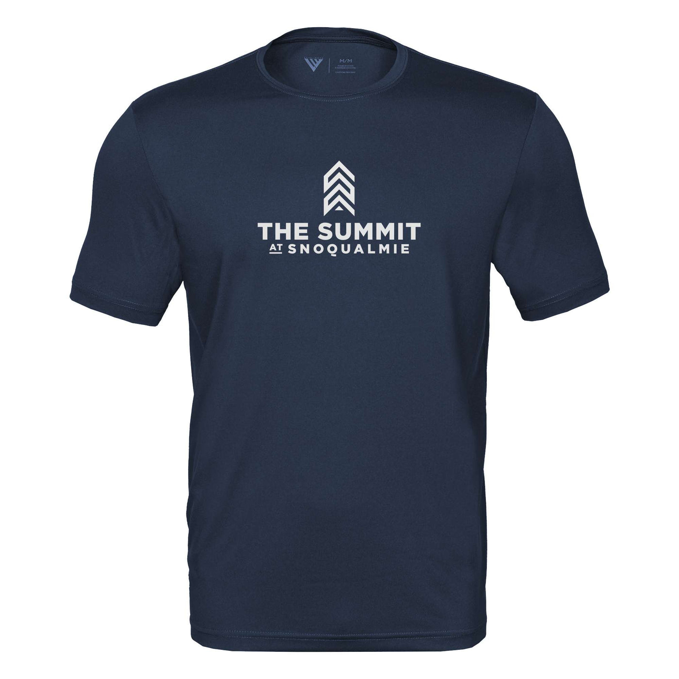 The Summit at Snoqualmie Tech T-Shirt White Chest Logo NAVY