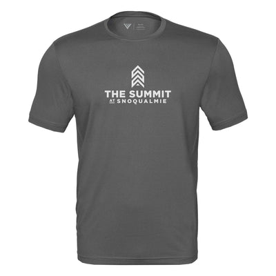 The Summit at Snoqualmie Tech T-Shirt White Chest Logo CHARCOAL