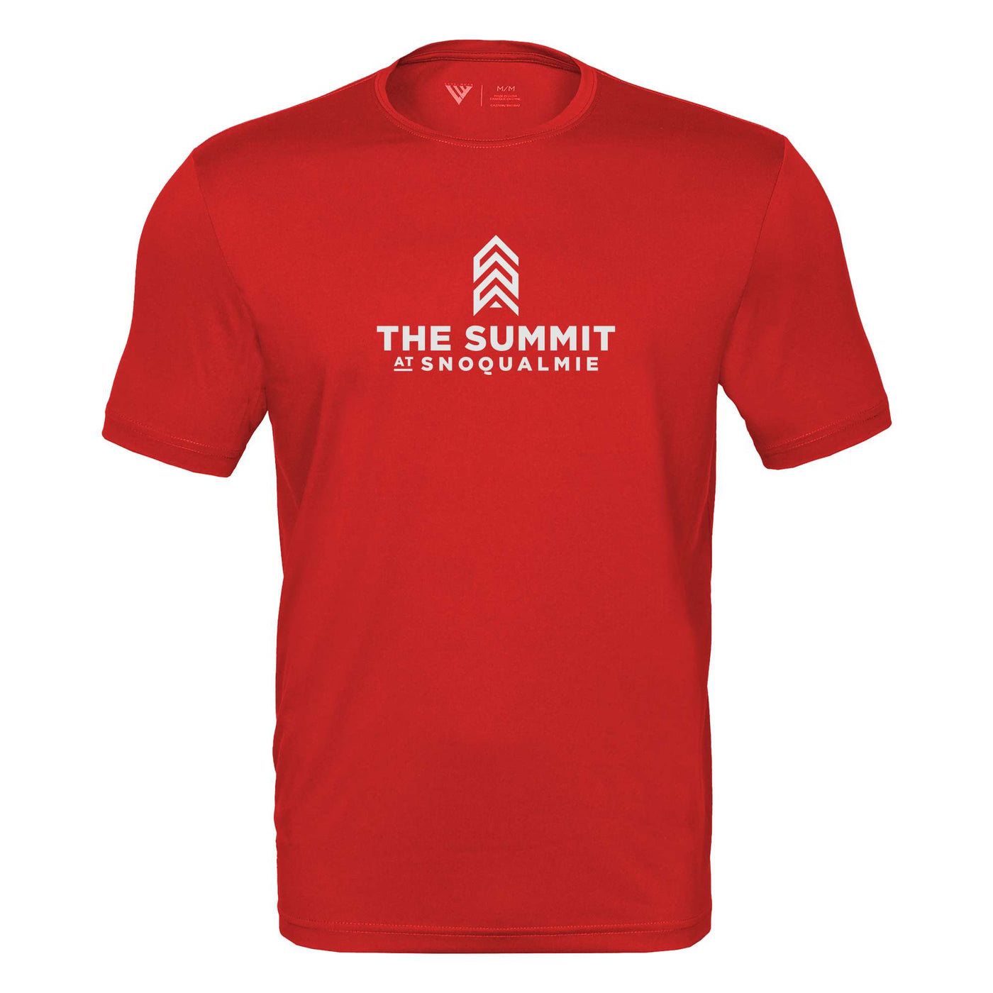 The Summit at Snoqualmie Tech T-Shirt White Chest Logo FLAME RED