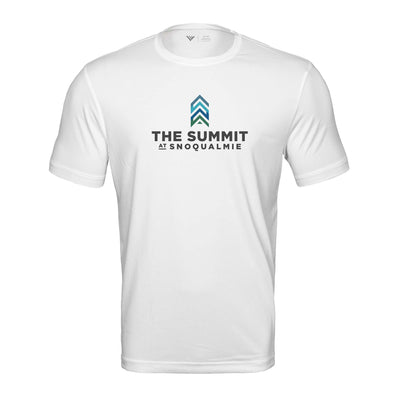 The Summit at Snoqualmie Tech T-Shirt Full Color Chest Logo WHITE