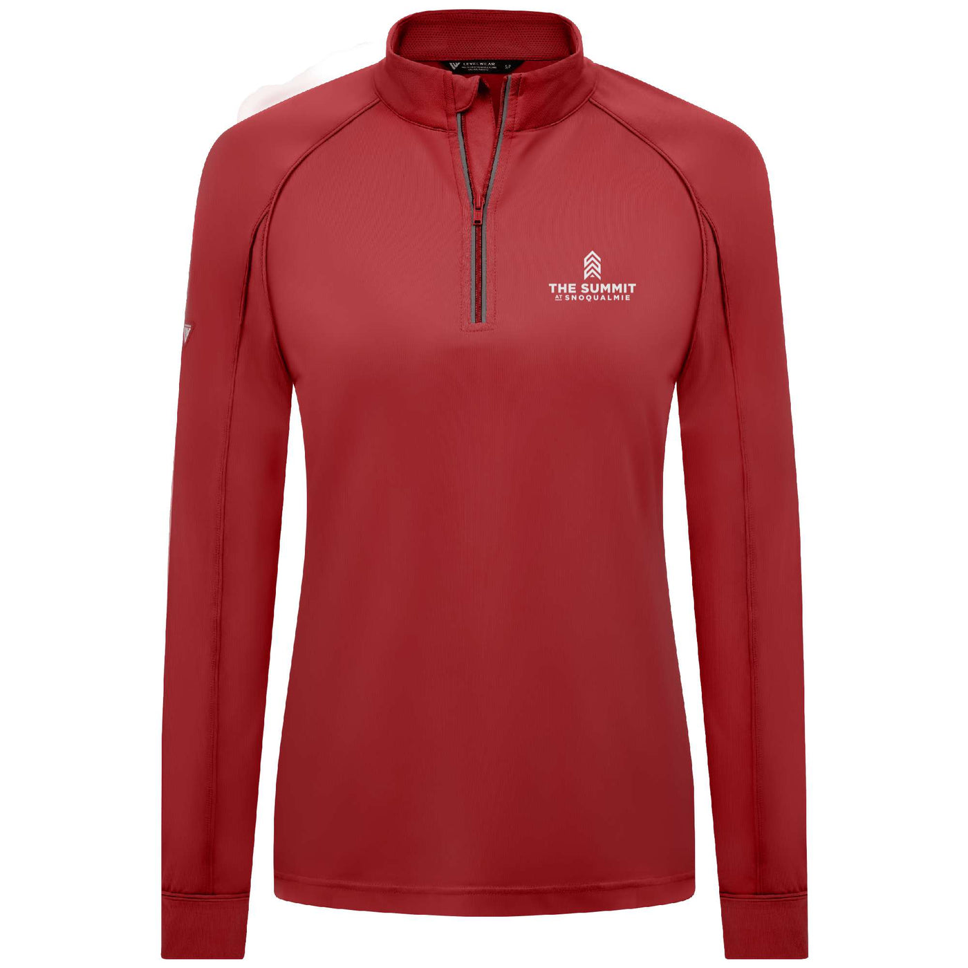 The Summit at Snoqualmie Women's Lightweight 1/4 Zip White Small Chest Logo FLAME RED