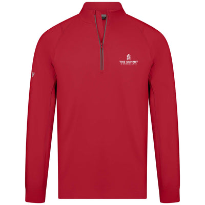 The Summit at Snoqualmie Men's Lightweight 1/4 Zip White Small Chest Logo FLAME RED