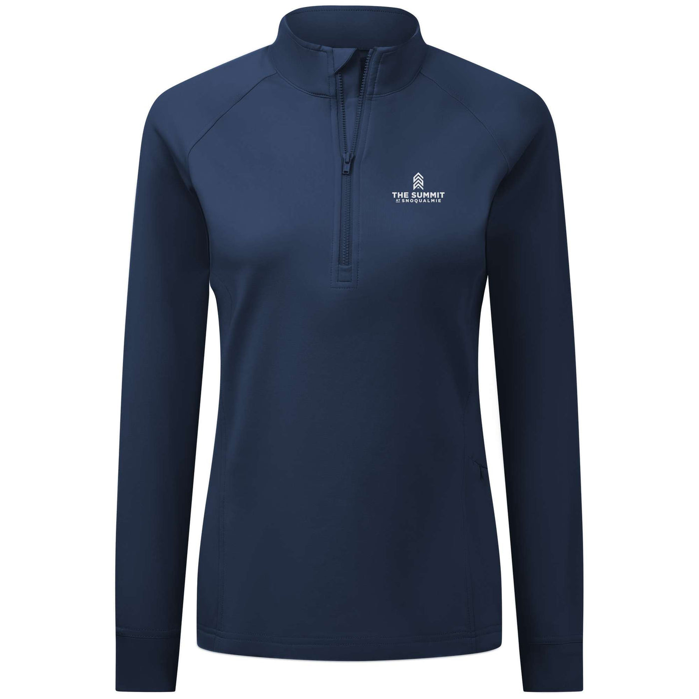 The Summit at Snoqualmie Women's Midweight 1/4 Zip White Small Chest Logo NAVY