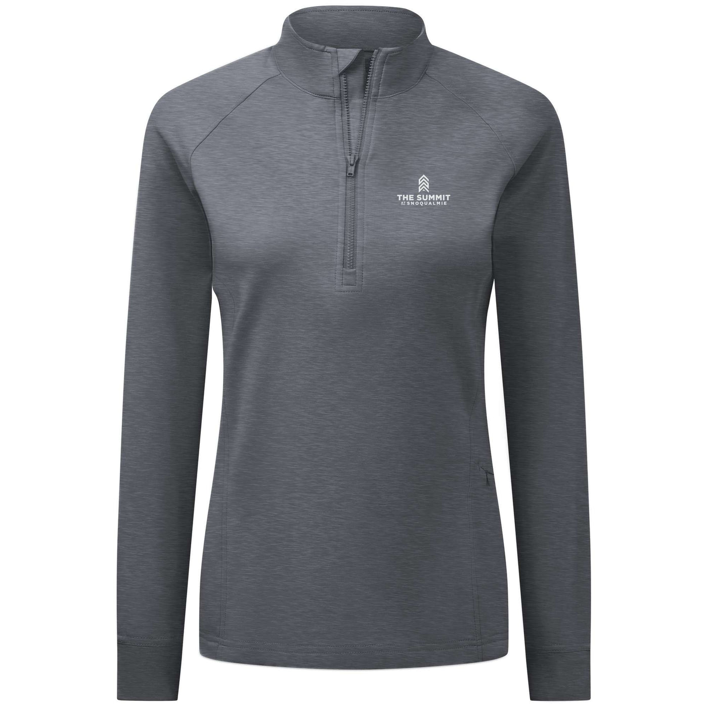 The Summit at Snoqualmie Women's Midweight 1/4 Zip White Small Chest Logo HEATHER CHARCOAL