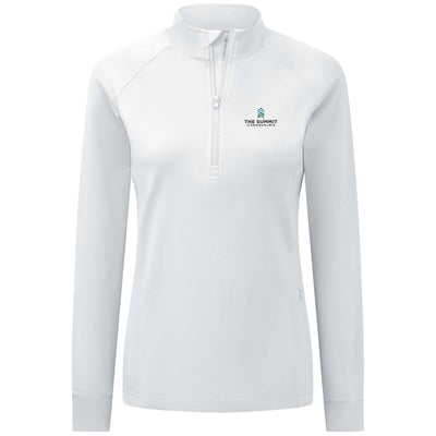 The Summit at Snoqualmie Women's Midweight 1/4 Zip Full Color Small Chest Logo WHITE