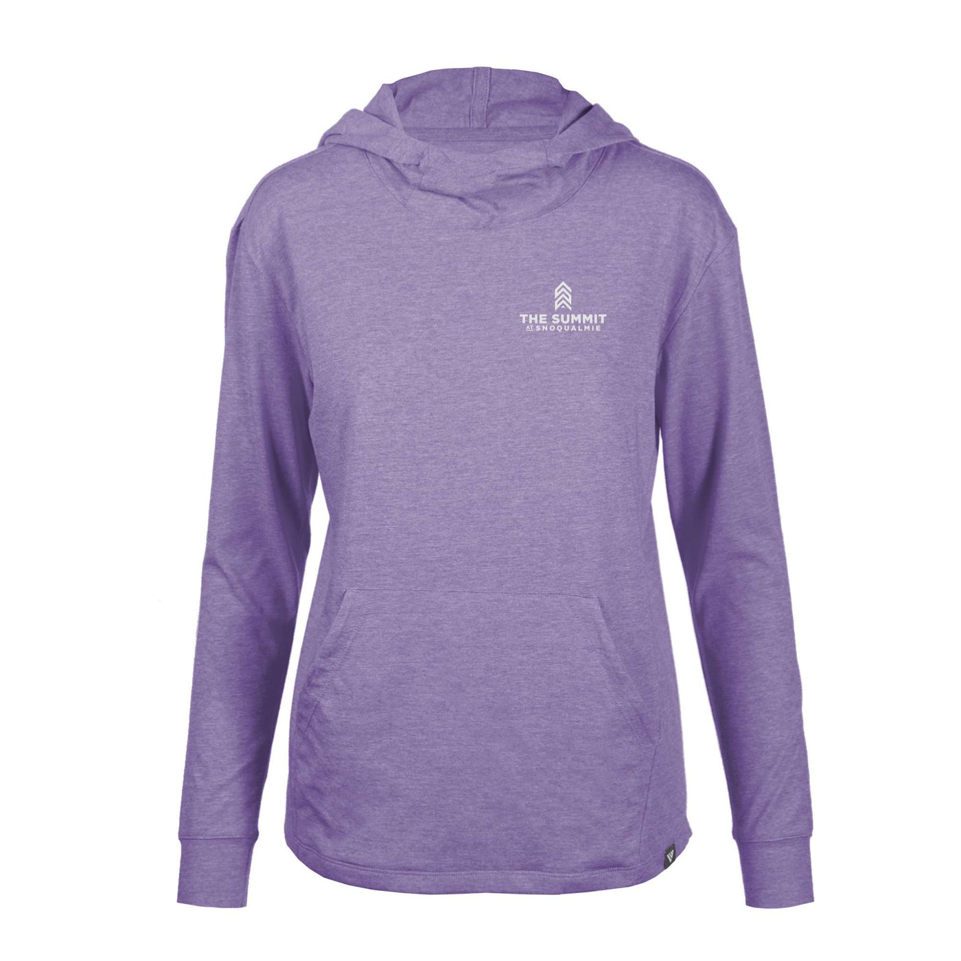 The Summit at Snoqualmie Women's Lightweight Tech Hoody White Small Chest Logo HEATHER PURPLE REIGN