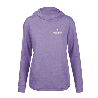 The Summit at Snoqualmie Women's Lightweight Tech Hoody White Small Chest Logo HEATHER PURPLE REIGN