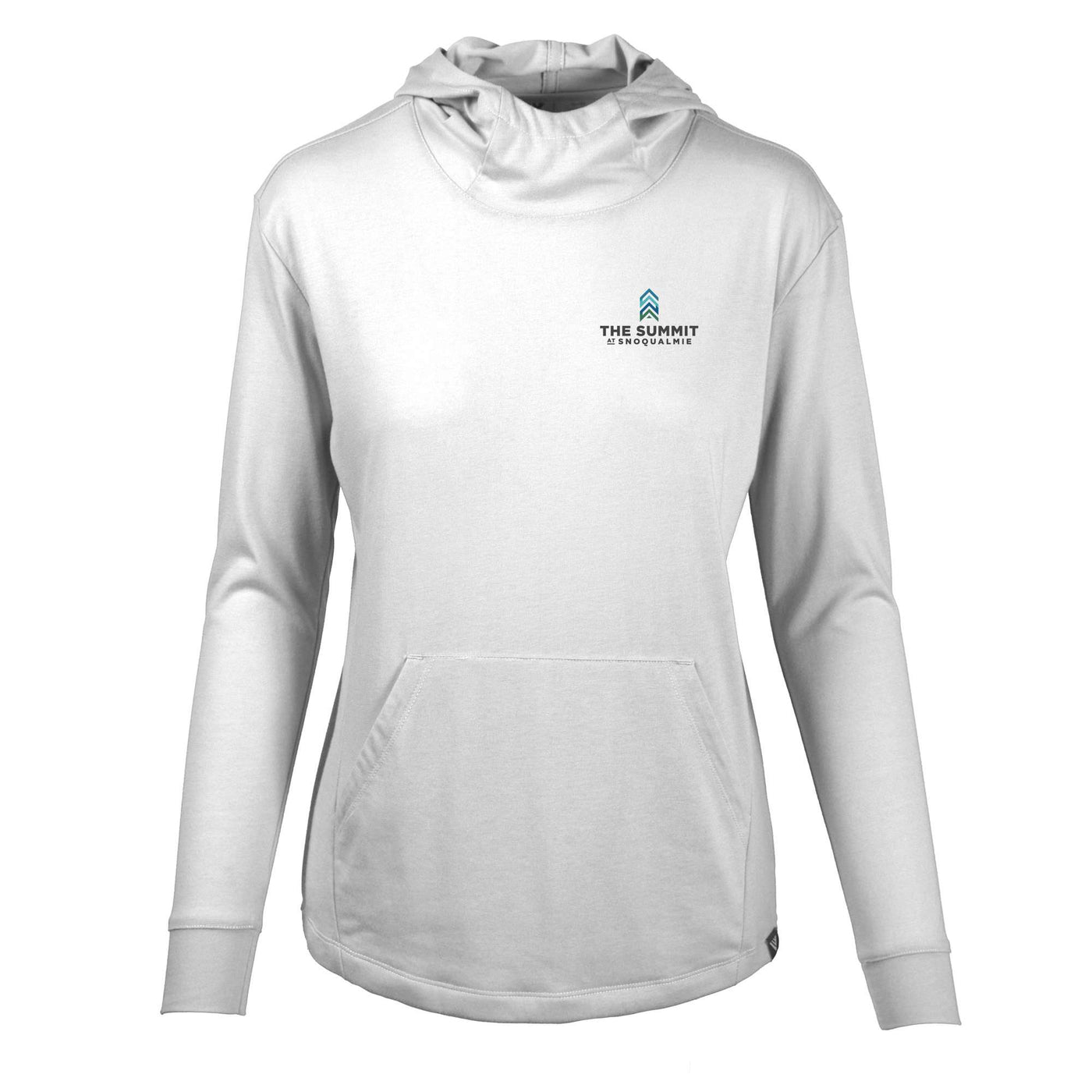 The Summit at Snoqualmie Women's Lightweight Tech Hoody Full Color Small Chest Logo WHITE