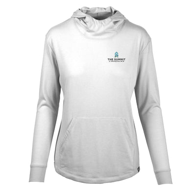 The Summit at Snoqualmie Women's Lightweight Tech Hoody Full Color Small Chest Logo WHITE